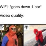 dank-memes cute text: WiFi: *goes down 1 bar* Video quality:  Dank Meme