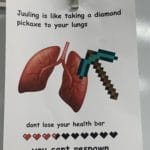 minecraft-memes minecraft text: juuling is like taking a diamond pickaxe to your lungs dont lose your health bar you cant respawn  minecraft