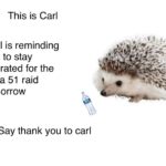 water-memes thanos text: This is Carl Carl is reminding you to stay hydrated for the Area 51 raid tomorrow Say thank you to carl  thanos