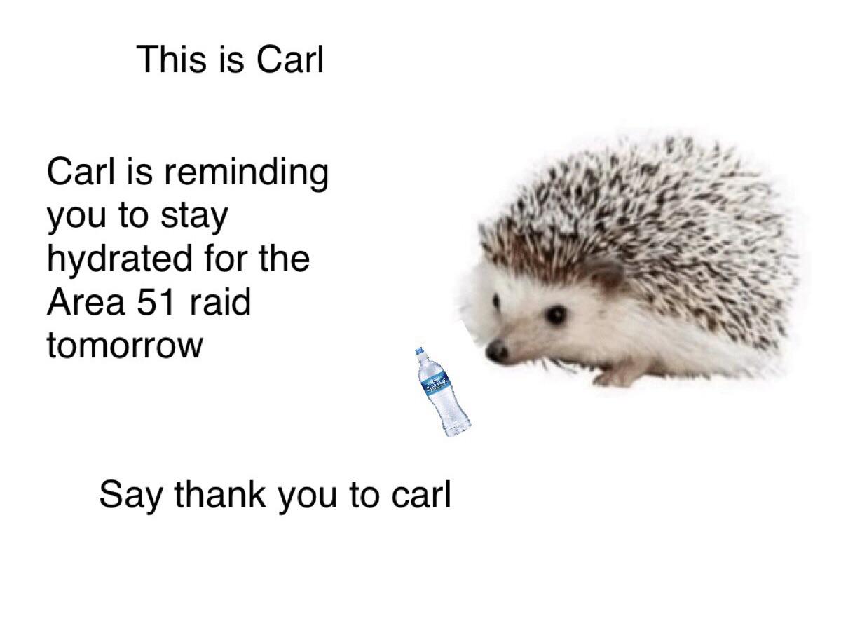 thanos water-memes thanos text: This is Carl Carl is reminding you to stay hydrated for the Area 51 raid tomorrow Say thank you to carl 