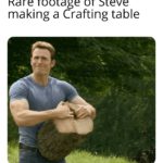 minecraft-memes minecraft text: Rare footage of Steve making a Crafting table  minecraft