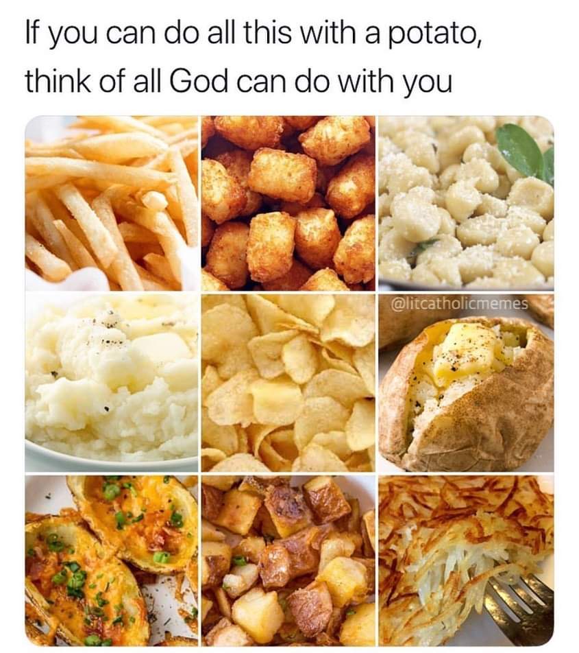 christian christian-memes christian text: If you can do all this with a potato, think of all God can do with you @litcatholjcmemes 