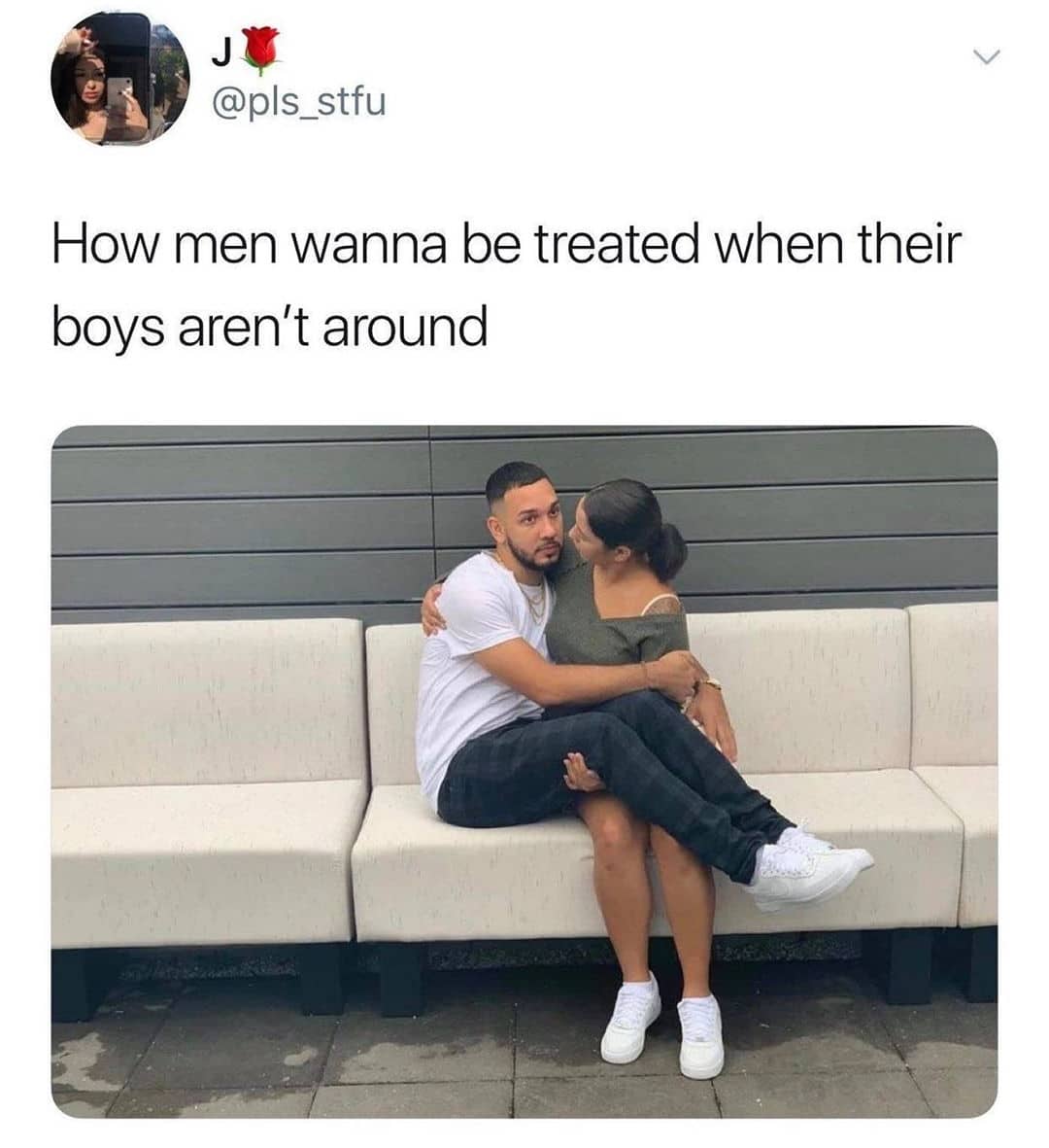 cute wholesome-memes cute text: @pls_stfu How men wanna be treated when their boys aren't around 