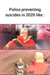 other-memes cute text: Police preventing suicides in 2020 like : THIS SUN DYING...IS...GAY