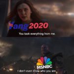 yang-memes media text: 2020 You took everything from me. MSNBC I don