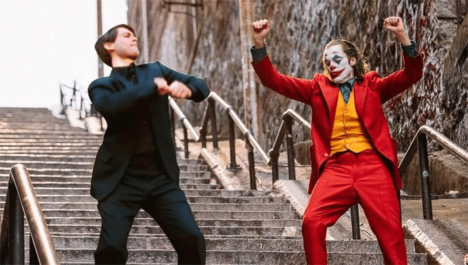 Joker and Peter Parker Dancing Spiderman meme template blank Spiderman, Joker