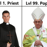 christian-memes christian text: Lvl 1, Priest Lvl 99. Pope  christian
