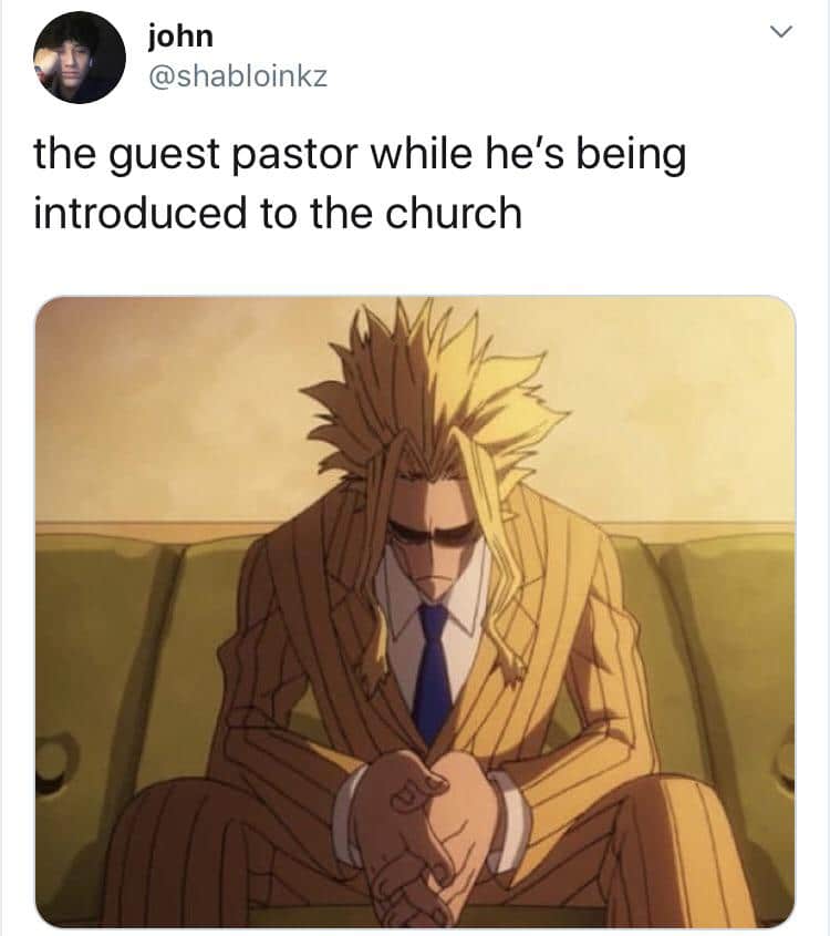 christian christian-memes christian text: john @shabloinkz the guest pastor while he's being introduced to the church 