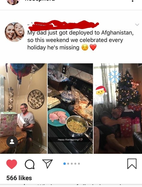 cute wholesome-memes cute text: y a just got deployed to Afghanistan, so this weekend we celebrated every holiday he's missing 566 likes 