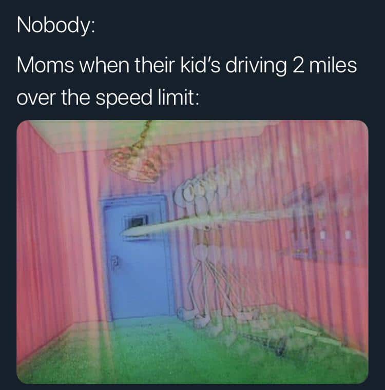 spongebob spongebob-memes spongebob text: Nobody: Moms when their kid's driving 2 miles over the speed limit: 