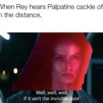 star-wars-memes sequel-memes text: When Rey hears Palpatine cackle off in the distance. Well, well, well. If it ain