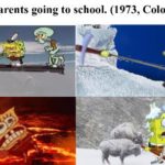 history-memes history text: My Parents going to school. (1973, Colorized)  history