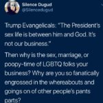 political-memes political text: Silence Dugud @Silencedugud Trump Evangelicals: "The President