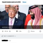 political-memes political text: White House Describes Saudi Oil Attack as "Their 9/11", depsite no reported casualties. Saudi Arabia said so to WH News vanityfair.c@m 26.1k + BEST COMMENTS O O S 22 Awards 1.8k t Share Pretty sure 9/11 was their 9/11 0 Reply 24.6k +  political