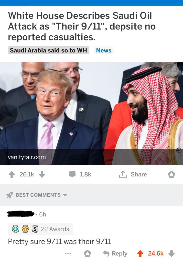 political political-memes political text: White House Describes Saudi Oil Attack as 