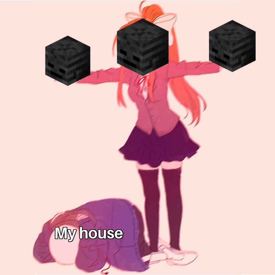 minecraft minecraft-memes minecraft text: My house 