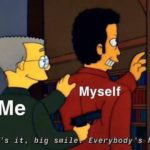 depression-memes depression text: Myself Me That