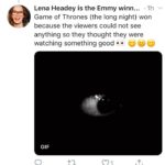 game-of-thrones-memes game-of-thrones text: Lena Headey is the Emmy w•nn Game of Thrones (the long night) won because the viewers could not see anything so they thought they were watching something good • GIF 01  game-of-thrones