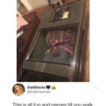 other-memes cute text: This a dope ass coffee table Goldilocks @Callmeonah This is all fun and games till you walk past one day and it