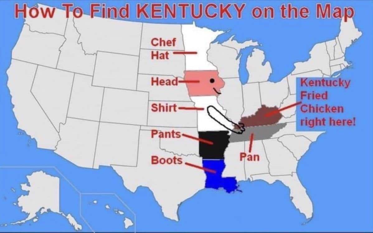 cute other-memes cute text: How T QEi. d KENTUCKY on the Map Chef Hat Hea Shirt nts Boots cky Fried Chicken right here! Pan 