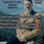 political-memes political text: HE R SOCIALIST Created uniu•rsal health care C free hcmes tc hcmeless Created jcbs for bless Vegetarian Animal loer Popularity [dtinq! Gave free college education to åll. Brilliant speaker. Passed 