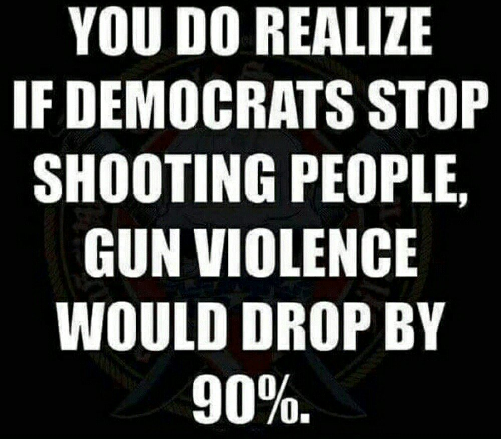 political political-memes political text: YOU DO REALIZE IF DEMOCRATS STOP SHOOTING PEOPLE, GUN VIOLENCE WOULD DROP BY 900/0. 