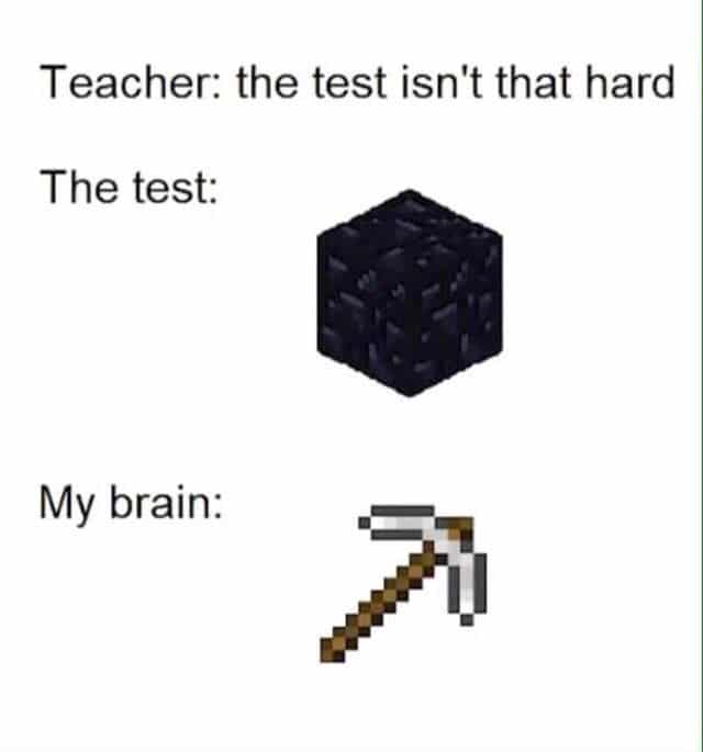 minecraft minecraft-memes minecraft text: Teacher: the test isn't that hard The test: My brain: 
