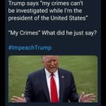 political-memes political text: Stone @stonecold2050 Trump says "my crimes can