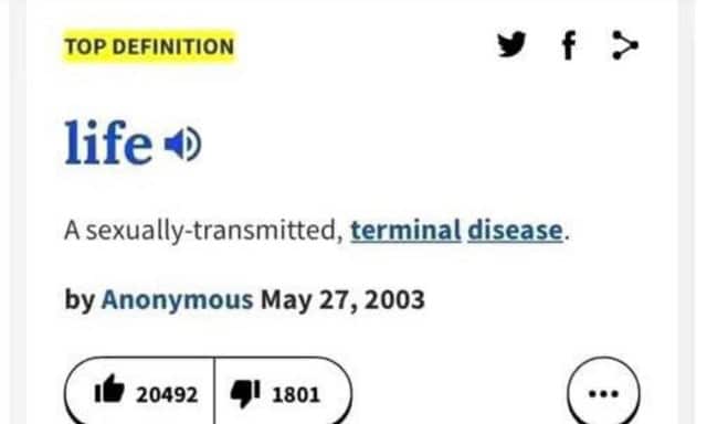 depression depression-memes depression text: TOP DEFINITION life o f A sexually-transmitted, terminal disease. by Anonymous May 27, 2003 I' 20492 '1 1801 