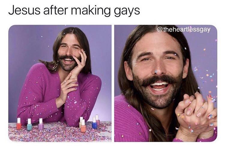 christian christian-memes christian text: Jesus after making gays 