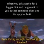 dank-memes cute text: When you ask a genie for a bigger dick and he gives it to you but it
