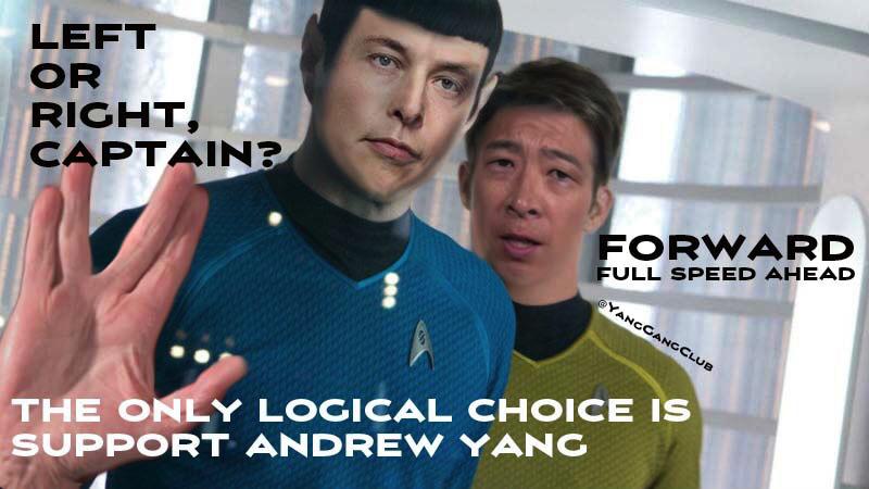 yang yang-memes yang text: LEFT OR RICHT C PTAIN? ORWARD ULL SPEED AHEAD THE O Y LOGICAL CHOICE IS SUPPORT, ANDREW YANC 