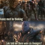avengers-memes thanos text: Thanos must be thinking: Loki told me there were six Avengers!  thanos