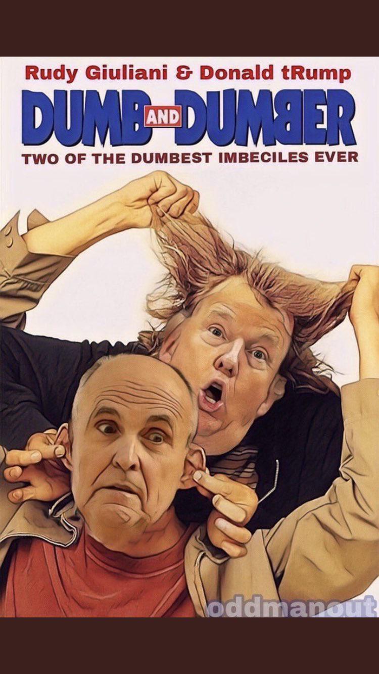 political political-memes political text: Rudy Giuliani Donald tRump AND ) TWO OF THE DUMBEST IMBECILES EVER dhma 