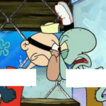 Barnacle Boy and Squidward pressing faces together Vs meme template blank