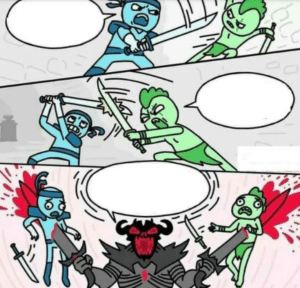 Sword fight comic (blank) Vs Vs. meme template
