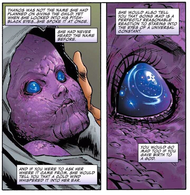 thanos avengers-memes thanos text: THANOS WAS NOT THE NA,ME SHE HAP PLANNED ON GIVIN6 THE CHILD. YET WHEN SHE LOOK