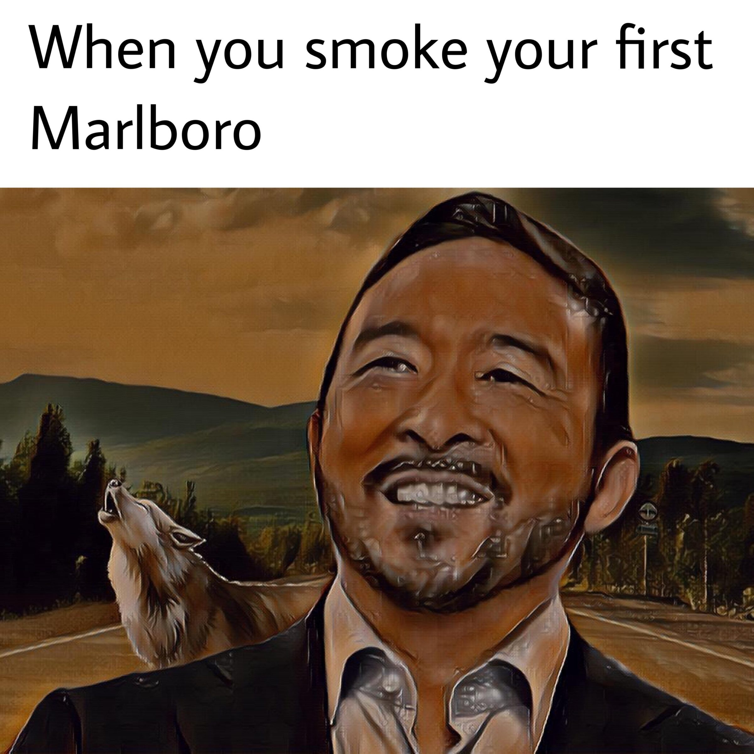 political yang-memes political text: When you smoke your first Marlboro 