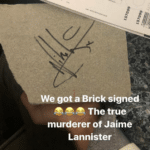 game-of-thrones-memes jaime-lannister text: We got a Brick signed The true murderer of Jaime Lannister 