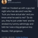 wholesome-memes cute text: RMW t @PenultimateRMW OMG so I hooked up with a guy last night who has abs and I was like Ifuck you have actual abs