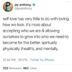 wholesome-memes black text: jay anthony. @jayanthony self love has very little to do with loving how we look. it