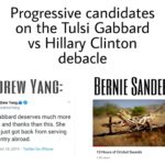 yang-memes yang-vs text: Progressive candidates on the Tulsi Gabbard vs Hillary Clinton debacle ANDREW YANG: Andrew Yango @AndrewYang Tulsi Gabbard deserves much more respect and thanks than this. She literally just got back from serving our country abroad. 9:47 PM • Oct 18, 2019 • Twitter for iPhone BERNIE 10 Hours of Cricket Sounds 2.5K views 