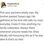 wholesome-memes cute text: Kryptonite @MimiTajiri Pick your partners wisely man. My brother passed 3years ago. His girlfriend at the time still calls my mum everyday. Doesn