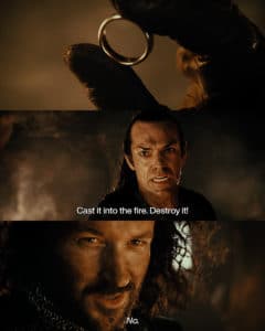 Lord of The Rings cast it into the fire Destroying meme template