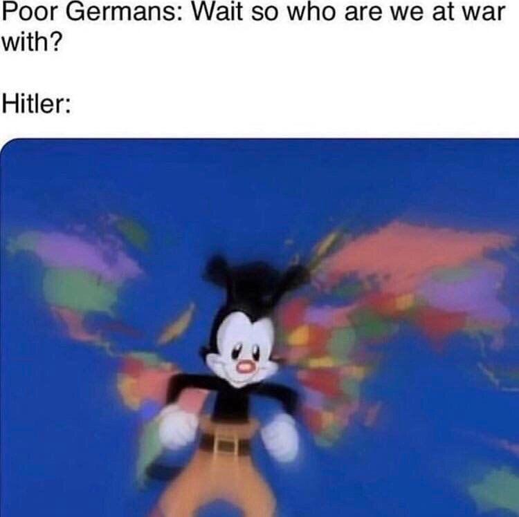 Dank Meme dank-memes cute text: Poor Germans: Wait so who are we at war with ? Hitler: 