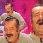 Mustached man laughing  Reaction meme template