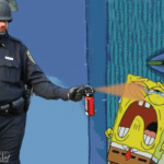 Spongebob getting pepper sprayed Spongebob meme template blank Cop, Police, Spongebob, Spray