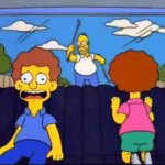 Homer chasing Flanders kids Simpsons meme template blank