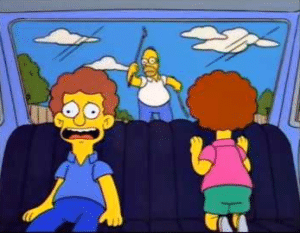 Homer chasing Flanders kids Simpsons meme template