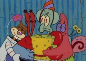 Everyone hugging Squidward Spongebob meme template